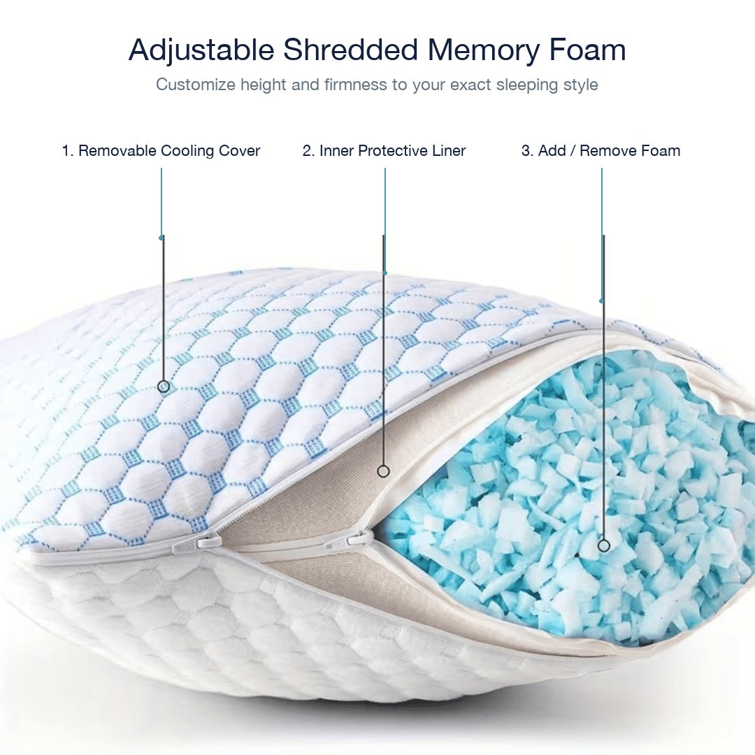 Napfull Air Cooling Pillow - Adjustable Shredded Memory Foam