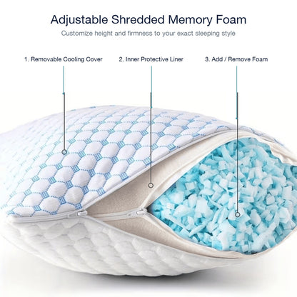Napfull Air Cooling Pillow - Adjustable Shredded Memory Foam